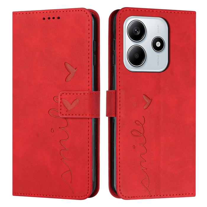 Funda para teléfono de piel con relieve de corazón y cordón largo, For Redmi Note 14 4G 163.25mm, For Redmi Note 14 5G Global
