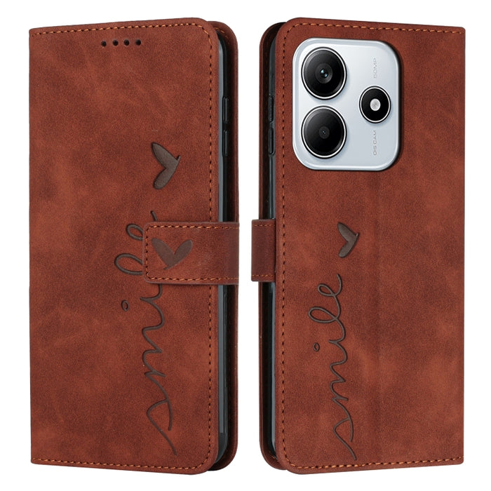 Funda para teléfono de piel con relieve de corazón y cordón largo, For Redmi Note 14 4G 163.25mm, For Redmi Note 14 5G Global
