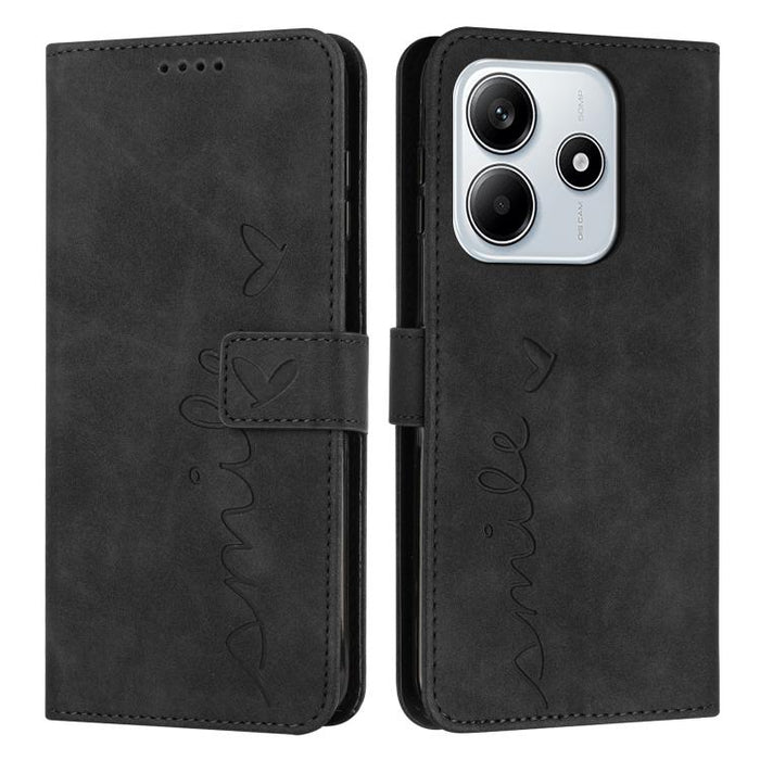 Funda para teléfono de piel con relieve de corazón y cordón largo, For Redmi Note 14 4G 163.25mm, For Redmi Note 14 5G Global