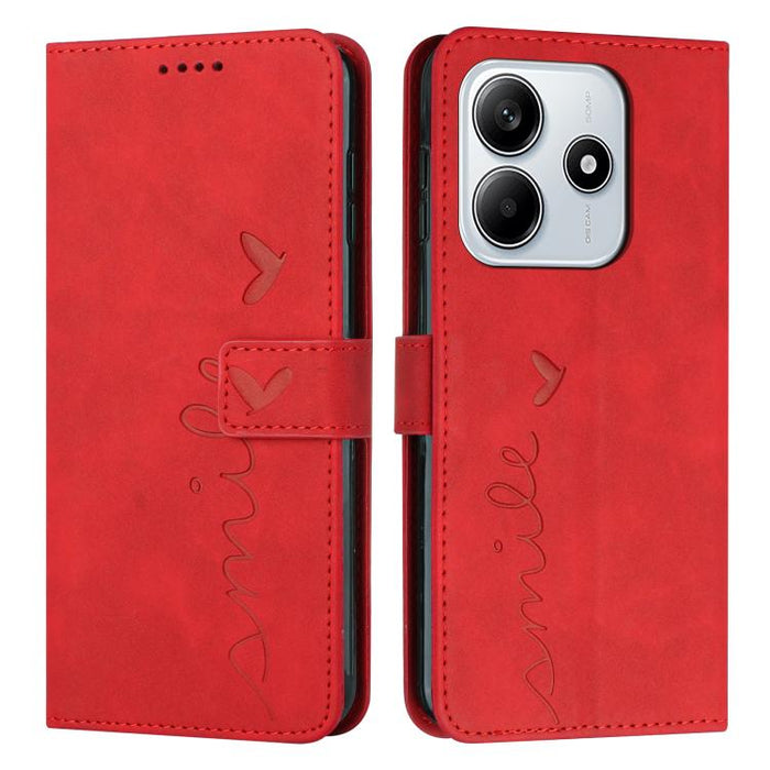 Funda para teléfono de piel con relieve de corazón y cordón largo, For Redmi Note 14 4G 163.25mm, For Redmi Note 14 5G Global