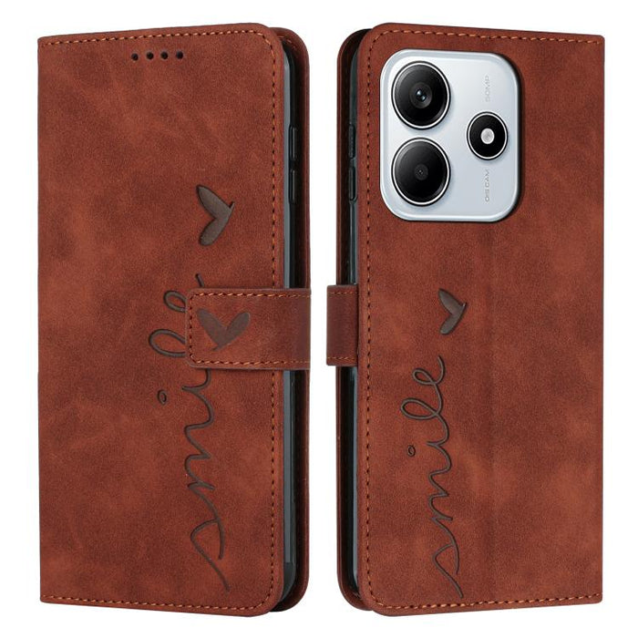 Funda para teléfono de piel con relieve de corazón y cordón largo, For Redmi Note 14 4G 163.25mm, For Redmi Note 14 5G Global