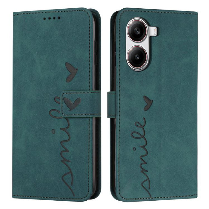 Funda para teléfono de piel con relieve de corazón y cordón largo, For Redmi Note 14 4G 163.25mm, For Redmi Note 14 5G Global