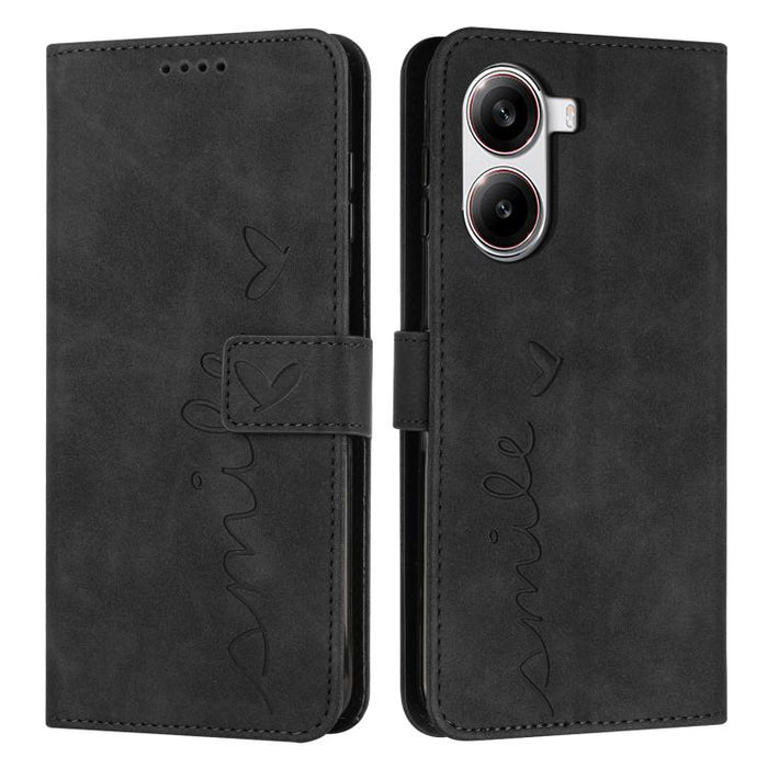 Funda para teléfono de piel con relieve de corazón y cordón largo, For Redmi Note 14 4G 163.25mm, For Redmi Note 14 5G Global
