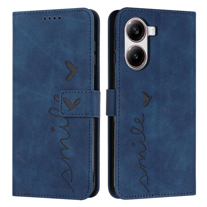 Funda para teléfono de piel con relieve de corazón y cordón largo, For Redmi Note 14 4G 163.25mm, For Redmi Note 14 5G Global
