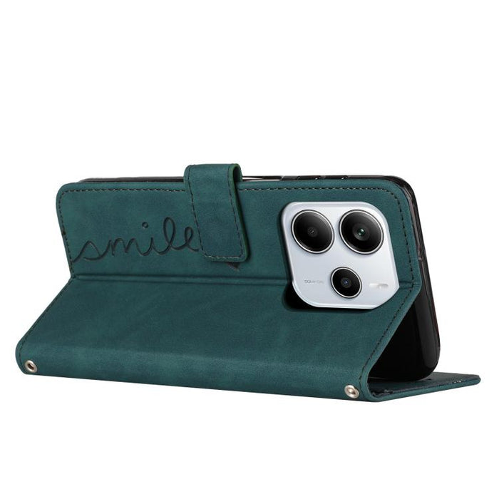 Funda para teléfono de piel con relieve de corazón y cordón largo, For Redmi Note 14 4G 163.25mm, For Redmi Note 14 5G Global