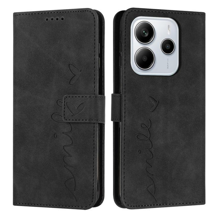 Funda para teléfono de piel con relieve de corazón y cordón largo, For Redmi Note 14 4G 163.25mm, For Redmi Note 14 5G Global