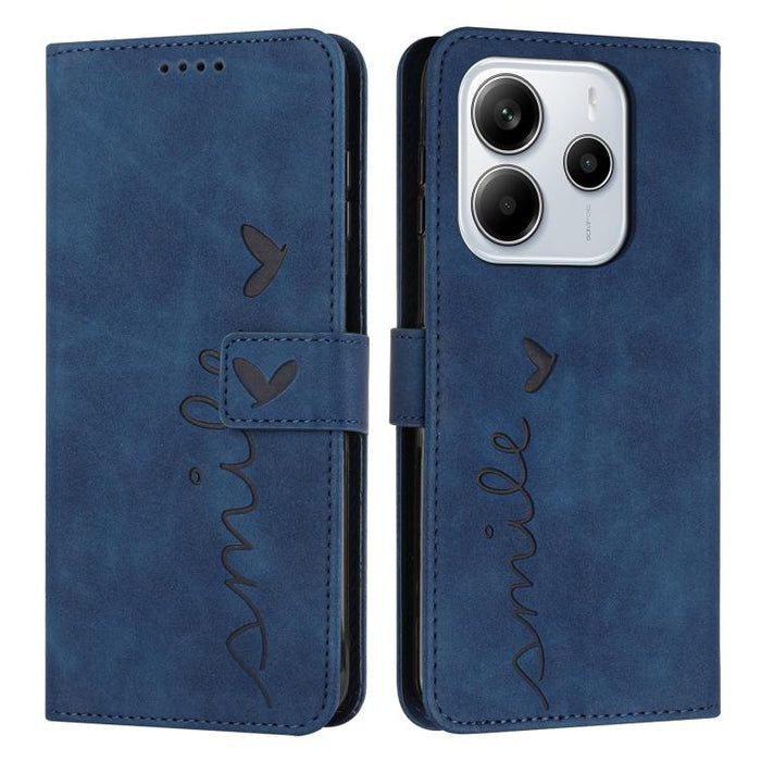 Funda para teléfono de piel con relieve de corazón y cordón largo, For Redmi Note 14 4G 163.25mm, For Redmi Note 14 5G Global