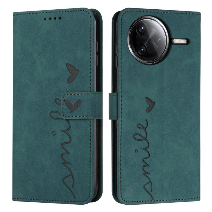 Funda para teléfono de piel con relieve de corazón y cordón largo, For Redmi Note 14 4G 163.25mm, For Redmi Note 14 5G Global