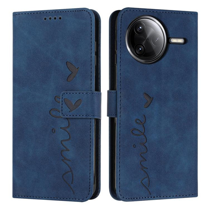 Funda para teléfono de piel con relieve de corazón y cordón largo, For Redmi Note 14 4G 163.25mm, For Redmi Note 14 5G Global