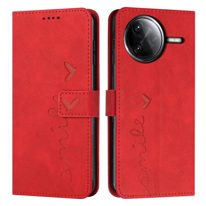 Funda para teléfono de piel con relieve de corazón y cordón largo, For Redmi Note 14 4G 163.25mm, For Redmi Note 14 5G Global