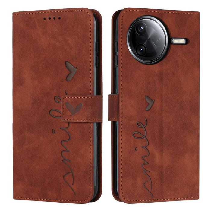 Funda para teléfono de piel con relieve de corazón y cordón largo, For Redmi Note 14 4G 163.25mm, For Redmi Note 14 5G Global