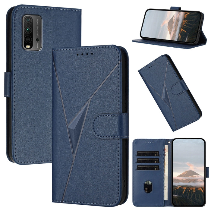 Estuche para teléfono de cuero con cierre de hebilla y diseño de triángulos, For Redmi Note 10 Pro, For Redmi Note 10 4G Global, For Redmi 9T