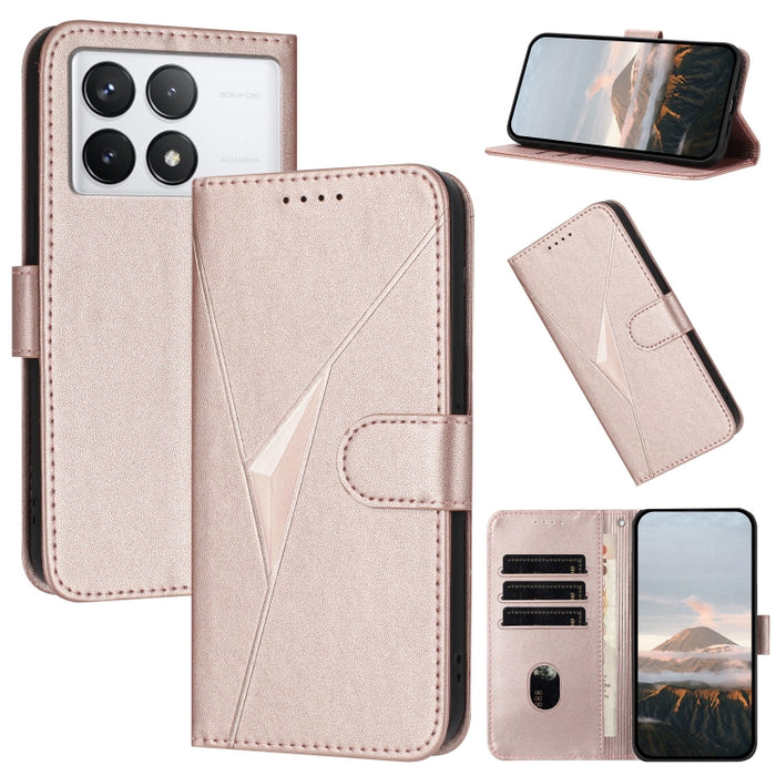 Estuche para teléfono de cuero con cierre de hebilla y diseño de triángulos, For Redmi Note 13 Pro 4G, For Redmi Note 13 4G, For Redmi K70E, For Redmi Note 13 5G, For Redmi 13C 4G, For Redmi Note 13 Pro+, For Redmi Note 13 Pro 5G, For Redmi 12 5G      ...