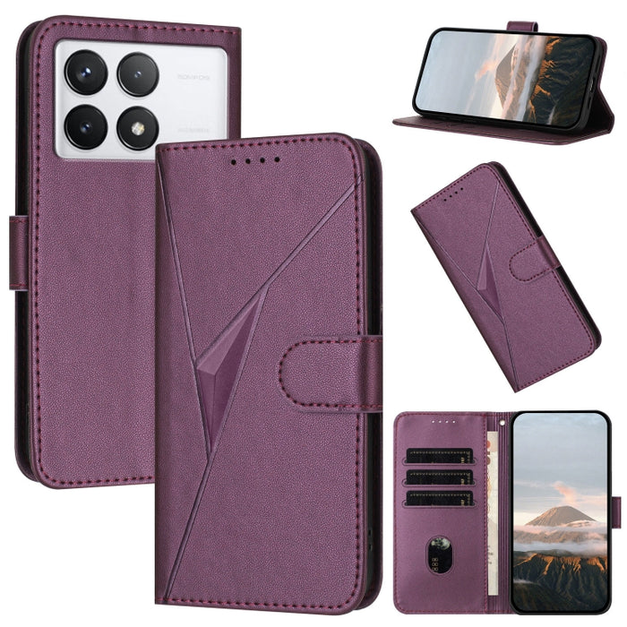 Estuche para teléfono de cuero con cierre de hebilla y diseño de triángulos, For Redmi Note 13 Pro 4G, For Redmi Note 13 4G, For Redmi K70E, For Redmi Note 13 5G, For Redmi 13C 4G, For Redmi Note 13 Pro+, For Redmi Note 13 Pro 5G, For Redmi 12 5G      ...