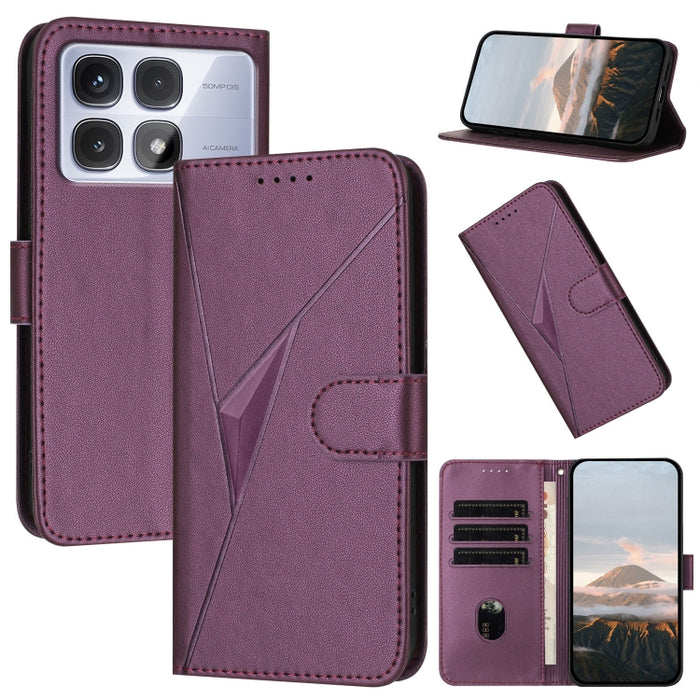 Estuche para teléfono de cuero con cierre de hebilla y diseño de triángulos, For Redmi Turbo 4 / Poco X7 Pro, For Redmi Note 14 Pro 4G, For Redmi Note 14 4G 163.25mm, For Redmi A3 Pro, For Redmi Note 14 5G, For Redmi Note 14 Pro+ 5G, For Redmi 14C 4G  ...