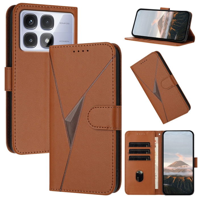 Estuche para teléfono de cuero con cierre de hebilla y diseño de triángulos, For Redmi Turbo 4 / Poco X7 Pro, For Redmi Note 14 Pro 4G, For Redmi Note 14 4G 163.25mm, For Redmi A3 Pro, For Redmi Note 14 5G, For Redmi Note 14 Pro+ 5G, For Redmi 14C 4G  ...