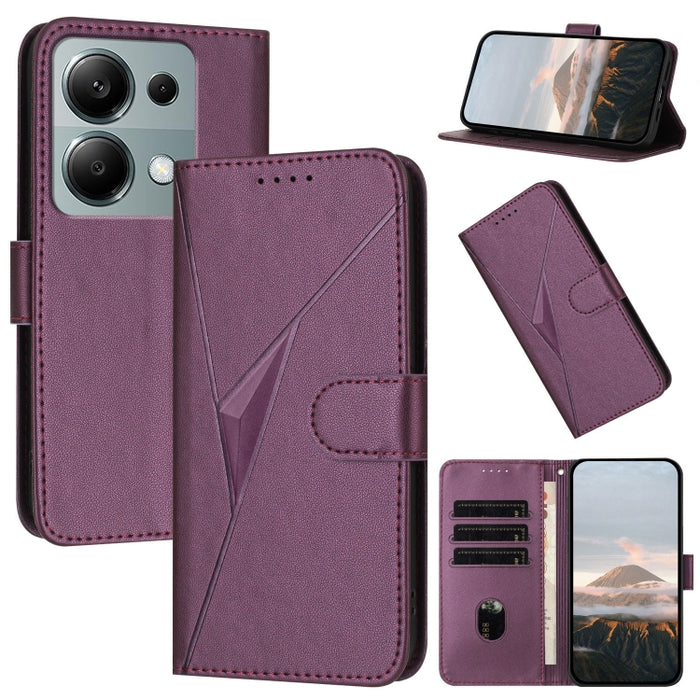 Estuche para teléfono de cuero con cierre de hebilla y diseño de triángulos, For Redmi Note 13 Pro 4G, For Redmi Note 13 4G, For Redmi K70E, For Redmi Note 13 5G, For Redmi 13C 4G, For Redmi Note 13 Pro+, For Redmi Note 13 Pro 5G, For Redmi 12 5G      ...