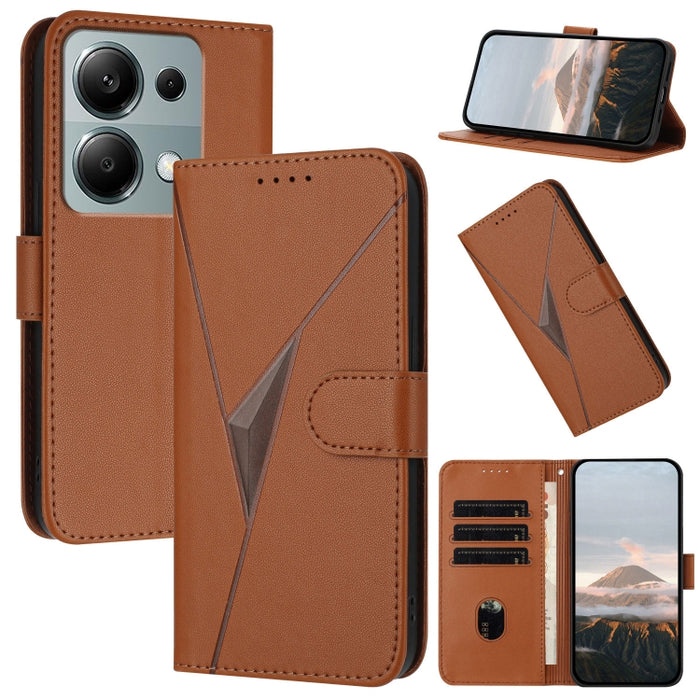 Estuche para teléfono de cuero con cierre de hebilla y diseño de triángulos, For Redmi Note 13 Pro 4G, For Redmi Note 13 4G, For Redmi K70E, For Redmi Note 13 5G, For Redmi 13C 4G, For Redmi Note 13 Pro+, For Redmi Note 13 Pro 5G, For Redmi 12 5G      ...