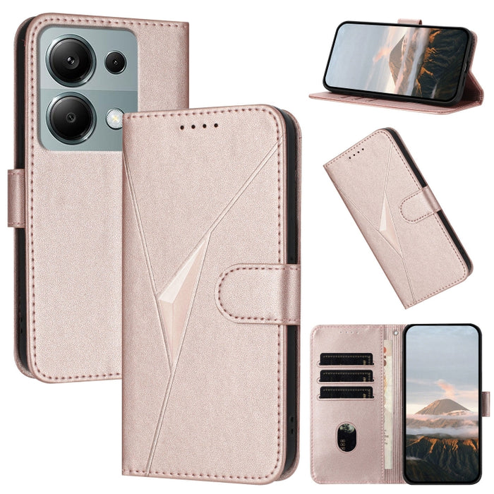 Estuche para teléfono de cuero con cierre de hebilla y diseño de triángulos, For Redmi Note 13 Pro 4G, For Redmi Note 13 4G, For Redmi K70E, For Redmi Note 13 5G, For Redmi 13C 4G, For Redmi Note 13 Pro+, For Redmi Note 13 Pro 5G, For Redmi 12 5G      ...