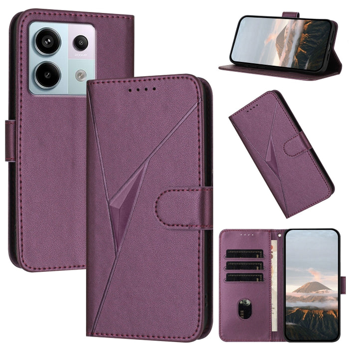 Estuche para teléfono de cuero con cierre de hebilla y diseño de triángulos, For Redmi Note 13 Pro 4G, For Redmi Note 13 4G, For Redmi K70E, For Redmi Note 13 5G, For Redmi 13C 4G, For Redmi Note 13 Pro+, For Redmi Note 13 Pro 5G, For Redmi 12 5G      ...