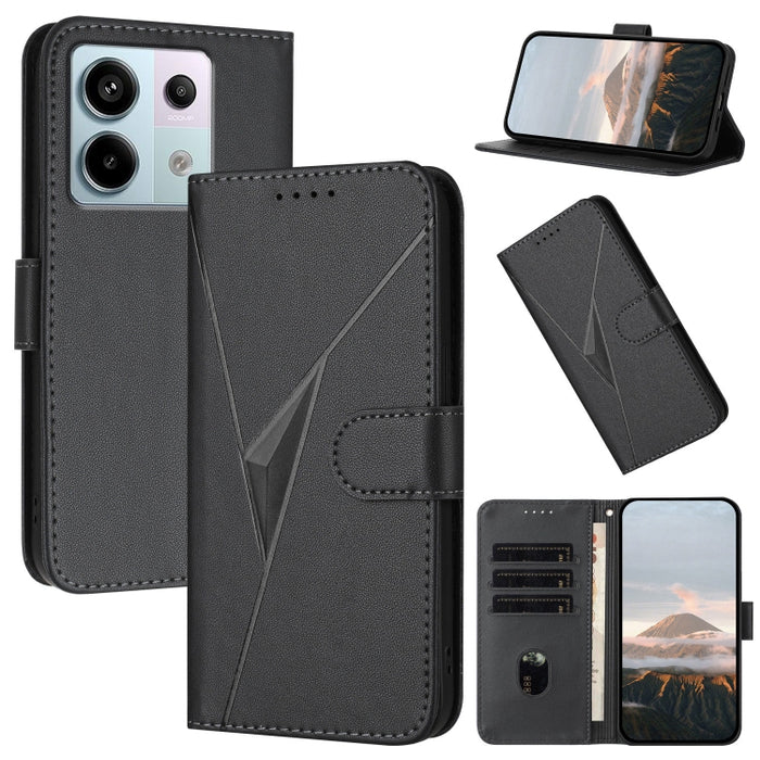 Estuche para teléfono de cuero con cierre de hebilla y diseño de triángulos, For Redmi Note 13 Pro 4G, For Redmi Note 13 4G, For Redmi K70E, For Redmi Note 13 5G, For Redmi 13C 4G, For Redmi Note 13 Pro+, For Redmi Note 13 Pro 5G, For Redmi 12 5G      ...