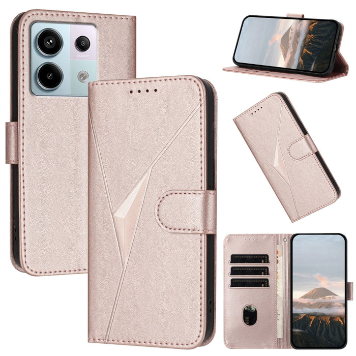 Estuche para teléfono de cuero con cierre de hebilla y diseño de triángulos, For Redmi Note 13 Pro 4G, For Redmi Note 13 4G, For Redmi K70E, For Redmi Note 13 5G, For Redmi 13C 4G, For Redmi Note 13 Pro+, For Redmi Note 13 Pro 5G, For Redmi 12 5G      ...