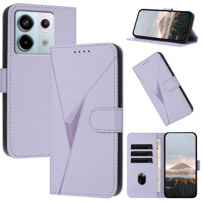 Estuche para teléfono de cuero con cierre de hebilla y diseño de triángulos, For Redmi Note 13 Pro 4G, For Redmi Note 13 4G, For Redmi K70E, For Redmi Note 13 5G, For Redmi 13C 4G, For Redmi Note 13 Pro+, For Redmi Note 13 Pro 5G, For Redmi 12 5G      ...