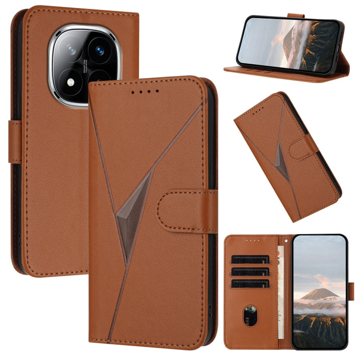 Estuche para teléfono de cuero con cierre de hebilla y diseño de triángulos, For Redmi Turbo 4 / Poco X7 Pro, For Redmi Note 14 Pro 4G, For Redmi Note 14 4G 163.25mm, For Redmi A3 Pro, For Redmi Note 14 5G, For Redmi Note 14 Pro+ 5G, For Redmi 14C 4G  ...