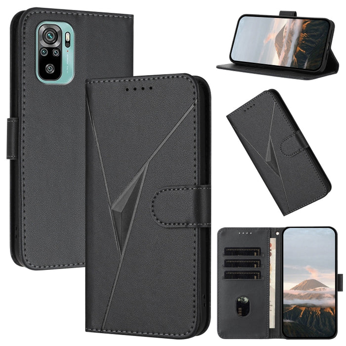 Estuche para teléfono de cuero con cierre de hebilla y diseño de triángulos, For Redmi Note 10 Pro, For Redmi Note 10 4G Global, For Redmi 9T