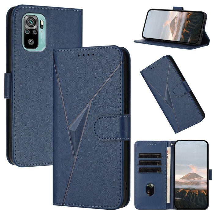 Estuche para teléfono de cuero con cierre de hebilla y diseño de triángulos, For Redmi Note 10 Pro, For Redmi Note 10 4G Global, For Redmi 9T