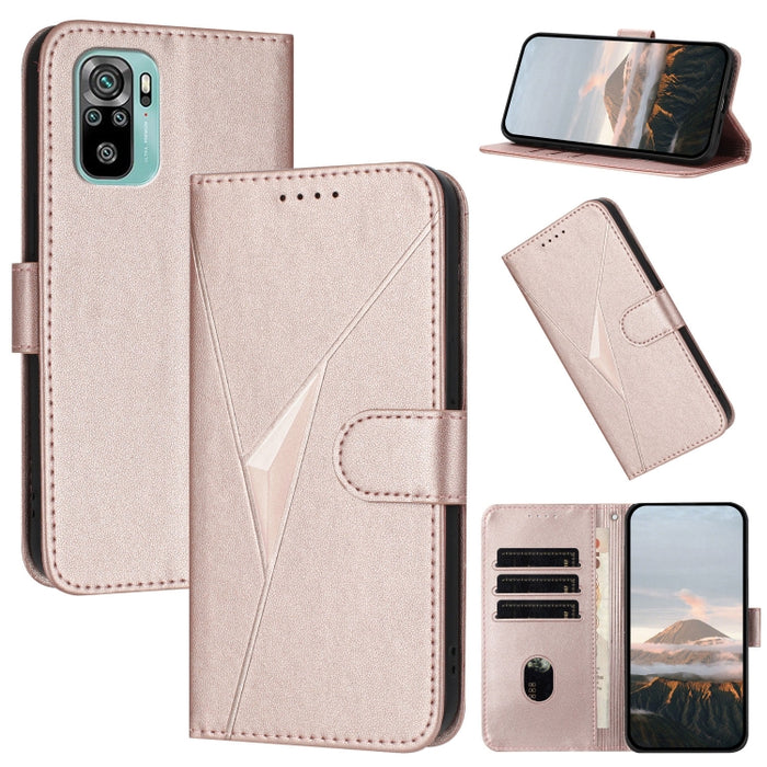 Estuche para teléfono de cuero con cierre de hebilla y diseño de triángulos, For Redmi Note 10 Pro, For Redmi Note 10 4G Global, For Redmi 9T