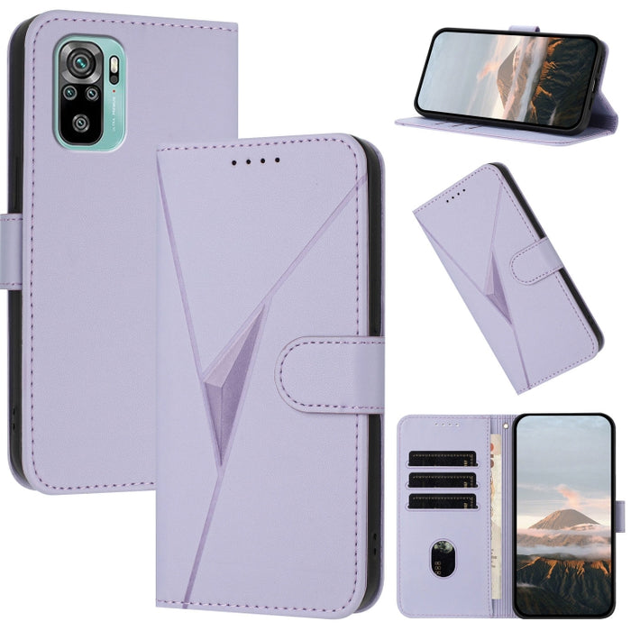 Estuche para teléfono de cuero con cierre de hebilla y diseño de triángulos, For Redmi Note 10 Pro, For Redmi Note 10 4G Global, For Redmi 9T