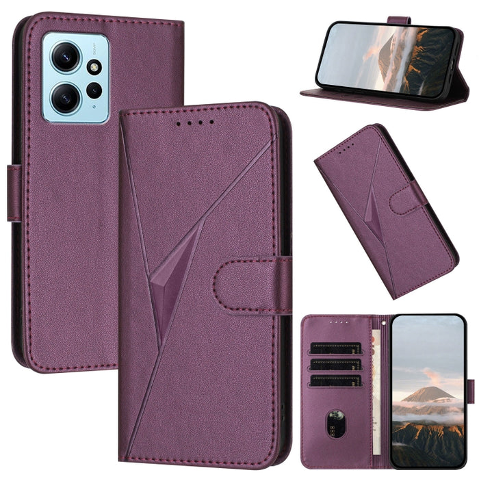 Estuche para teléfono de cuero con cierre de hebilla y diseño de triángulos, For Redmi Note 13 Pro 4G, For Redmi Note 13 4G, For Redmi K70E, For Redmi Note 13 5G, For Redmi 13C 4G, For Redmi Note 13 Pro+, For Redmi Note 13 Pro 5G, For Redmi 12 5G      ...