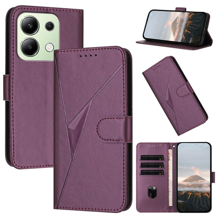 Estuche para teléfono de cuero con cierre de hebilla y diseño de triángulos, For Redmi Note 13 Pro 4G, For Redmi Note 13 4G, For Redmi K70E, For Redmi Note 13 5G, For Redmi 13C 4G, For Redmi Note 13 Pro+, For Redmi Note 13 Pro 5G, For Redmi 12 5G      ...