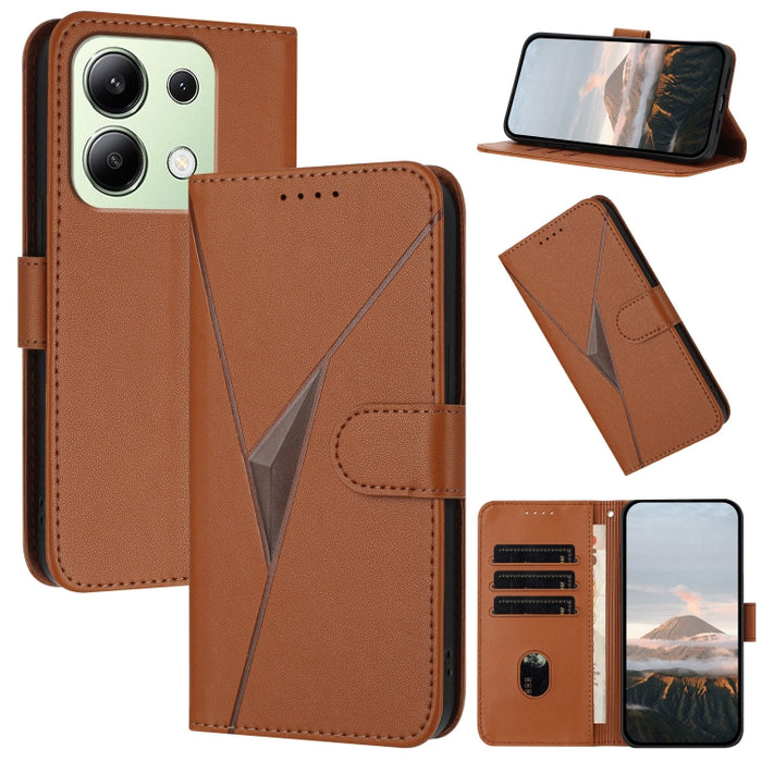 Estuche para teléfono de cuero con cierre de hebilla y diseño de triángulos, For Redmi Note 13 Pro 4G, For Redmi Note 13 4G, For Redmi K70E, For Redmi Note 13 5G, For Redmi 13C 4G, For Redmi Note 13 Pro+, For Redmi Note 13 Pro 5G, For Redmi 12 5G      ...