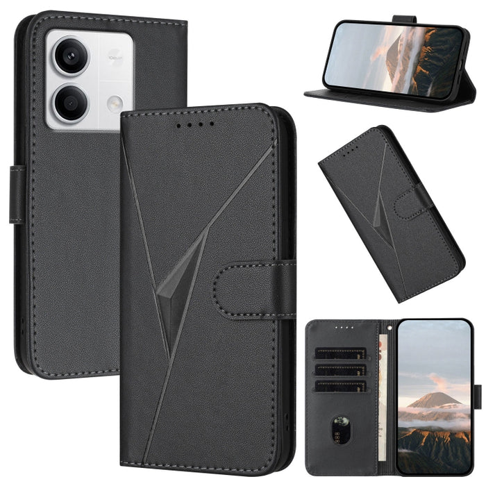 Estuche para teléfono de cuero con cierre de hebilla y diseño de triángulos, For Redmi Note 13 Pro 4G, For Redmi Note 13 4G, For Redmi K70E, For Redmi Note 13 5G, For Redmi 13C 4G, For Redmi Note 13 Pro+, For Redmi Note 13 Pro 5G, For Redmi 12 5G      ...