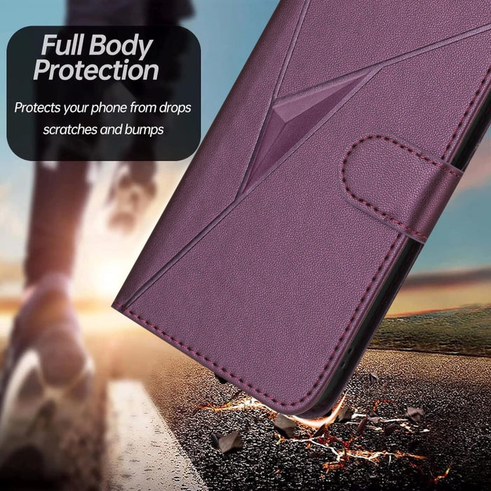Estuche para teléfono de cuero con cierre de hebilla y diseño de triángulos, For Redmi Note 10 Pro, For Redmi Note 10 4G Global, For Redmi 9T