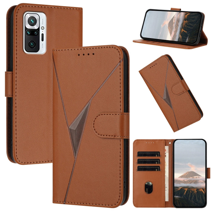 Estuche para teléfono de cuero con cierre de hebilla y diseño de triángulos, For Redmi Note 10 Pro, For Redmi Note 10 4G Global, For Redmi 9T