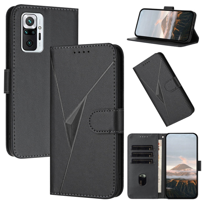 Estuche para teléfono de cuero con cierre de hebilla y diseño de triángulos, For Redmi Note 10 Pro, For Redmi Note 10 4G Global, For Redmi 9T
