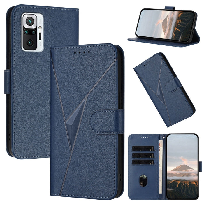 Estuche para teléfono de cuero con cierre de hebilla y diseño de triángulos, For Redmi Note 10 Pro, For Redmi Note 10 4G Global, For Redmi 9T