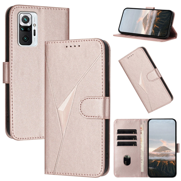 Estuche para teléfono de cuero con cierre de hebilla y diseño de triángulos, For Redmi Note 10 Pro, For Redmi Note 10 4G Global, For Redmi 9T