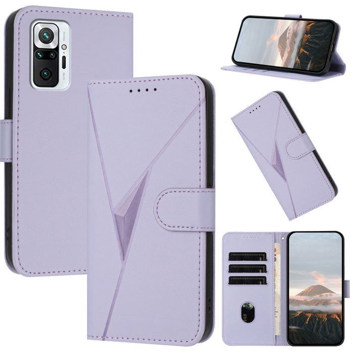 Estuche para teléfono de cuero con cierre de hebilla y diseño de triángulos, For Redmi Note 10 Pro, For Redmi Note 10 4G Global, For Redmi 9T