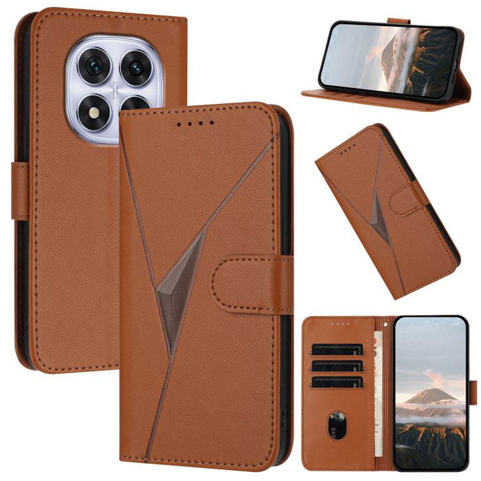 Estuche para teléfono de cuero con cierre de hebilla y diseño de triángulos, For Redmi Turbo 4 / Poco X7 Pro, For Redmi Note 14 Pro 4G, For Redmi Note 14 4G 163.25mm, For Redmi A3 Pro, For Redmi Note 14 5G, For Redmi Note 14 Pro+ 5G, For Redmi 14C 4G  ...