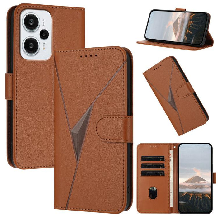 Estuche para teléfono de cuero con cierre de hebilla y diseño de triángulos, For Redmi Note 13 Pro 4G, For Redmi Note 13 4G, For Redmi K70E, For Redmi Note 13 5G, For Redmi 13C 4G, For Redmi Note 13 Pro+, For Redmi Note 13 Pro 5G, For Redmi 12 5G      ...