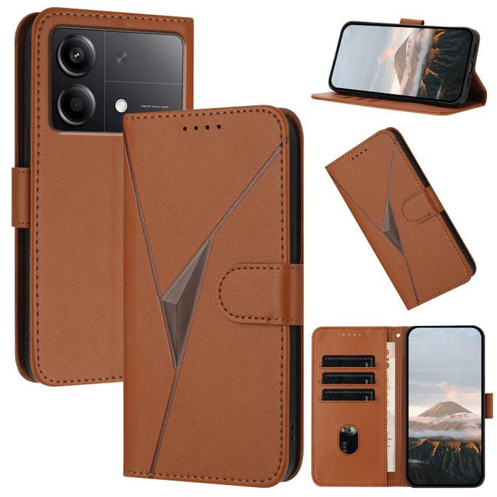 Estuche para teléfono de cuero con cierre de hebilla y diseño de triángulos, For Redmi Turbo 4 / Poco X7 Pro, For Redmi Note 14 Pro 4G, For Redmi Note 14 4G 163.25mm, For Redmi A3 Pro, For Redmi Note 14 5G, For Redmi Note 14 Pro+ 5G, For Redmi 14C 4G  ...