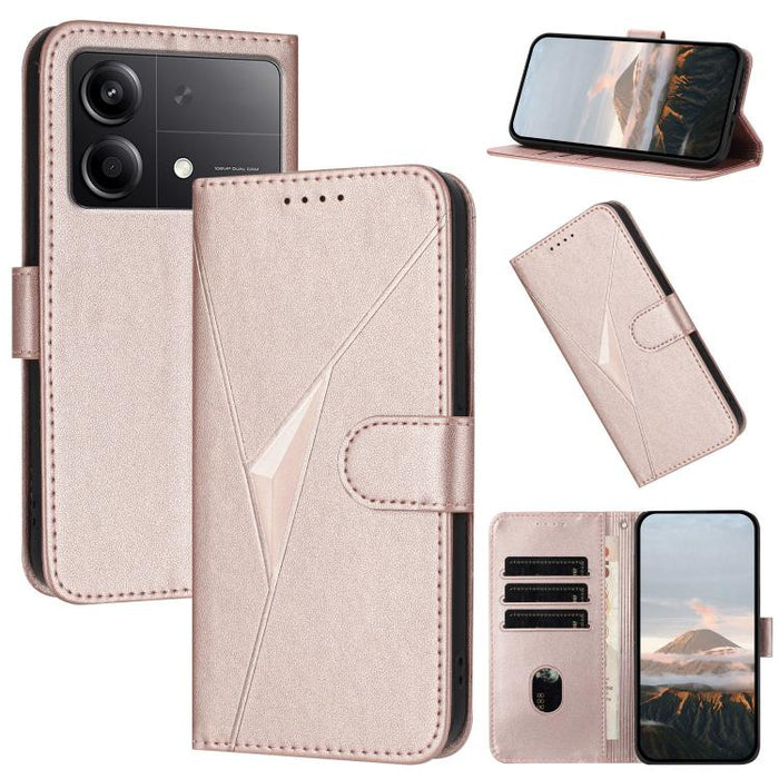 Estuche para teléfono de cuero con cierre de hebilla y diseño de triángulos, For Redmi Turbo 4 / Poco X7 Pro, For Redmi Note 14 Pro 4G, For Redmi Note 14 4G 163.25mm, For Redmi A3 Pro, For Redmi Note 14 5G, For Redmi Note 14 Pro+ 5G, For Redmi 14C 4G  ...