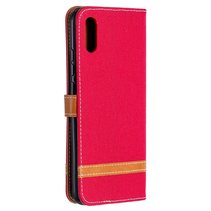 Estuche de cuero con tapa horizontal de textura de mezclilla a juego con soporte y ranuras para tarjetas y billetera y cordón, For Xiaomi Redmi 9A, For Xiaomi Redmi 9C