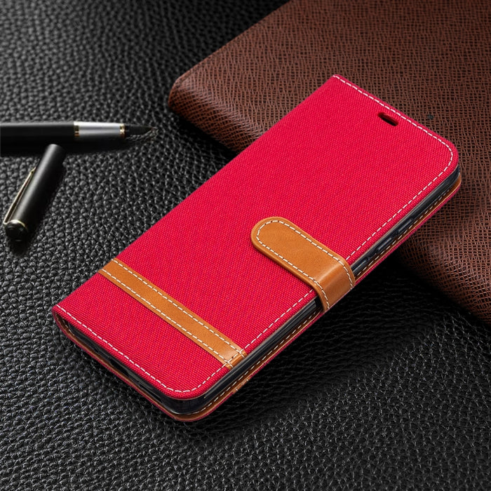 Estuche de cuero con tapa horizontal de textura de mezclilla a juego con soporte y ranuras para tarjetas y billetera y cordón, For Xiaomi Redmi 9A, For Xiaomi Redmi 9C