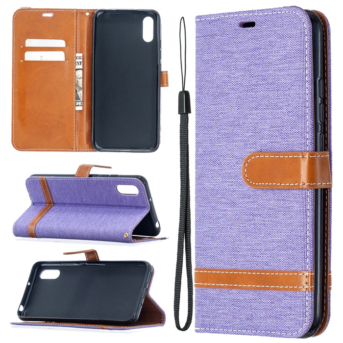 Estuche de cuero con tapa horizontal de textura de mezclilla a juego con soporte y ranuras para tarjetas y billetera y cordón, For Xiaomi Redmi 9A, For Xiaomi Redmi 9C