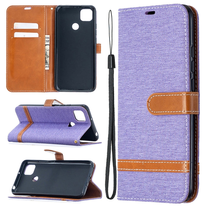 Estuche de cuero con tapa horizontal de textura de mezclilla a juego con soporte y ranuras para tarjetas y billetera y cordón, For Xiaomi Redmi 9A, For Xiaomi Redmi 9C